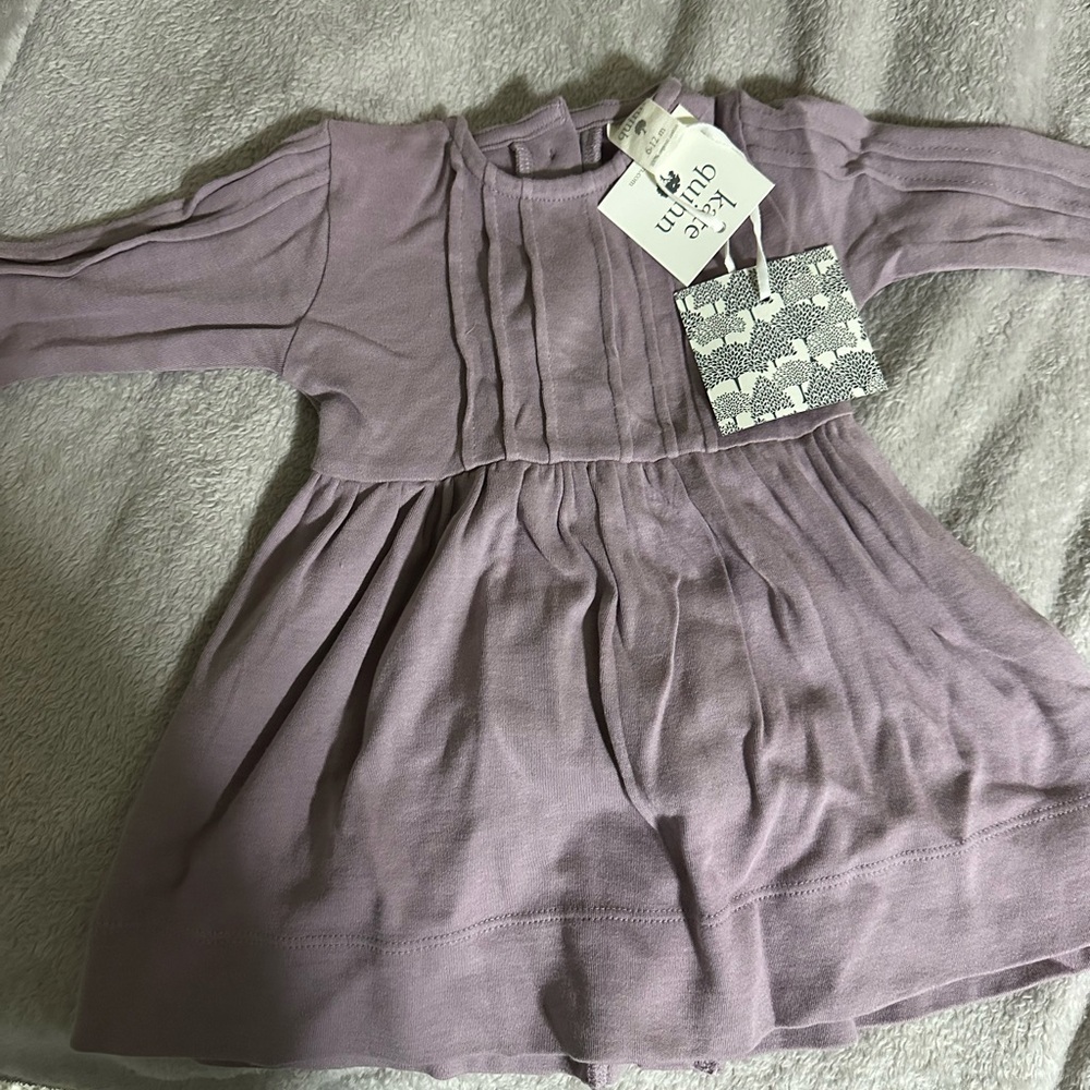 Kate Quinn Organic Cotton Long Sleeve Dress | 6–12 Months | Mauve | NWT